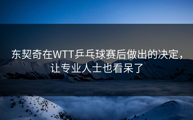 东契奇在WTT乒乓球赛后做出的决定，让专业人士也看呆了