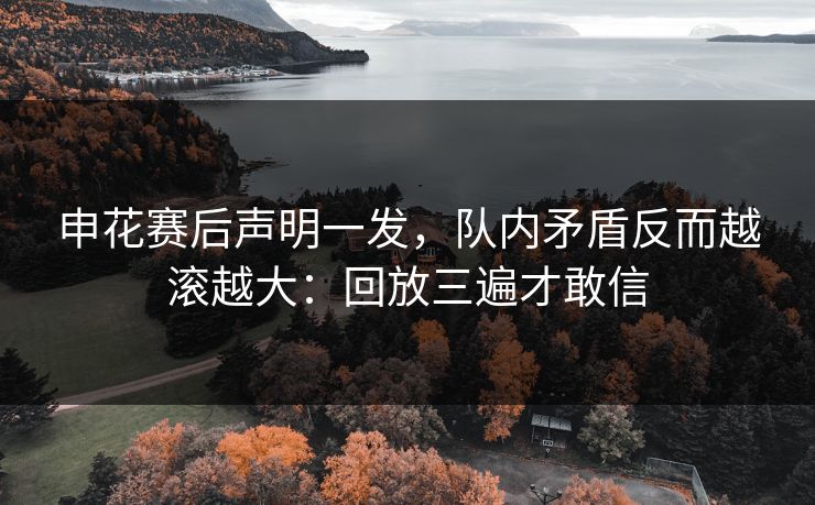 申花赛后声明一发，队内矛盾反而越滚越大：回放三遍才敢信