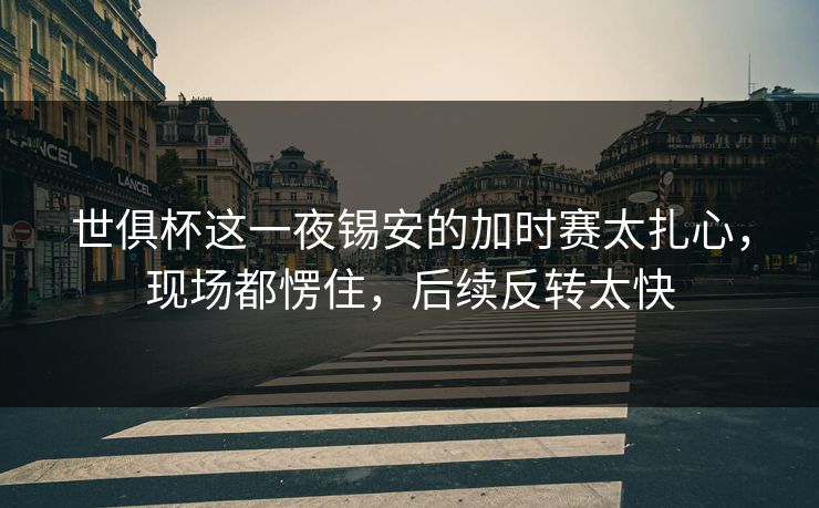 世俱杯这一夜锡安的加时赛太扎心,现场都愣住,后续反转太快 世俱杯这一夜锡安的加时赛太扎心,现场都愣住,后续反转太快